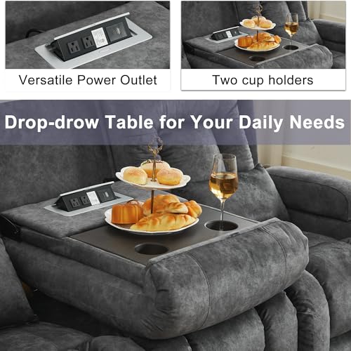 Image of URRED Wall Hugger Power Recliner Sofa with Massage and Heat,Dark Gray