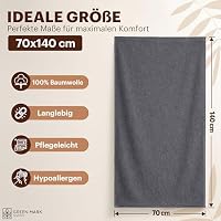 NatureMark 4er Duschtuch-Set – weiche und saugfähige Duschtücher aus 100% Baumwolle, geeignet für den täglichen Gebrauch – Anthrazit Grau, 70x140cm – Ansicht 4
