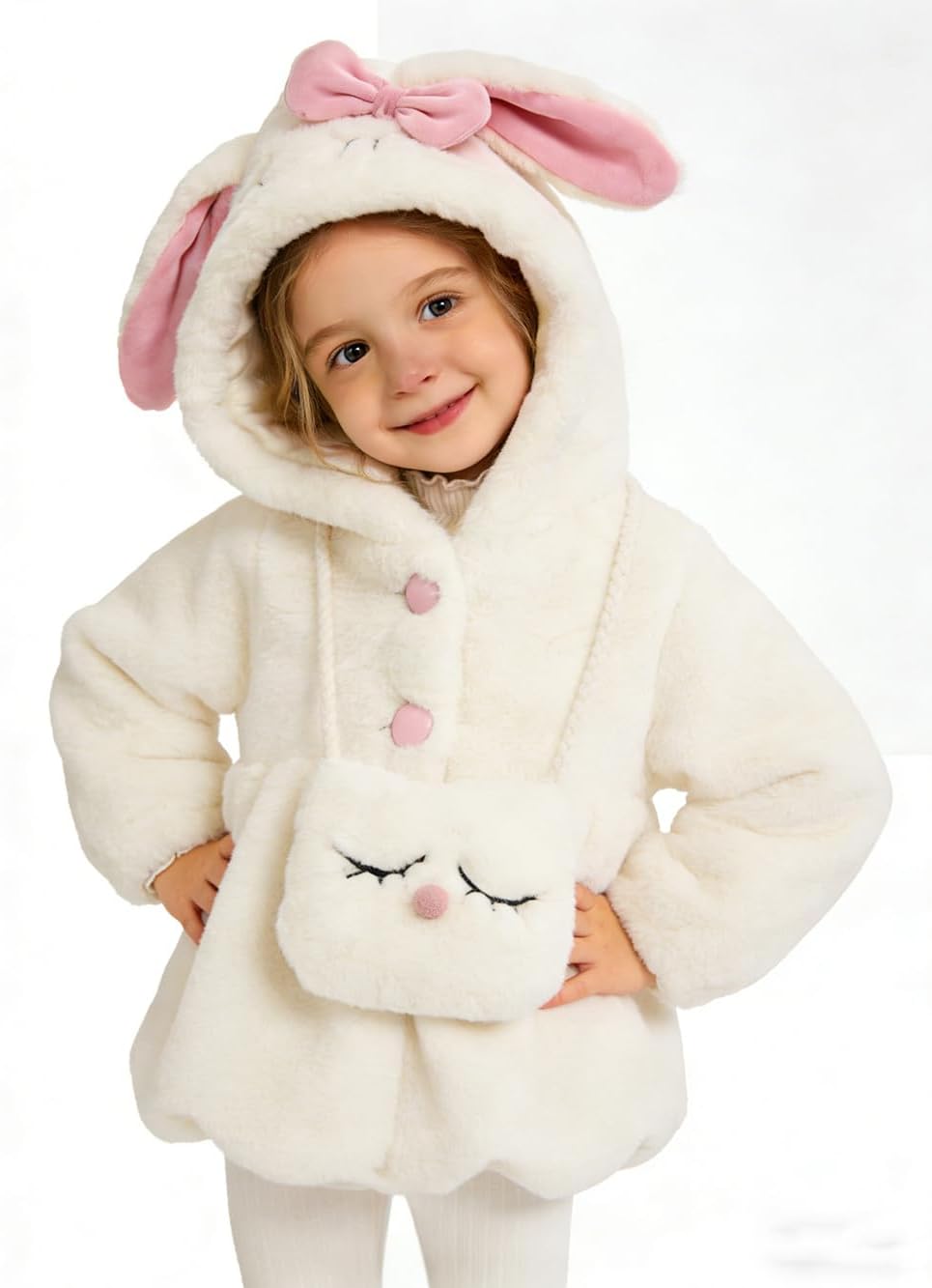 Baby Toddler Girls Winter Coat Faux Fur Fleece Jacket Rabbit Coats for Girls
