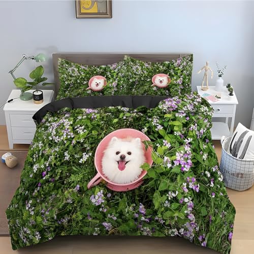 Housse de couette animal microfibre douce et zippée pour lit 2 personnes