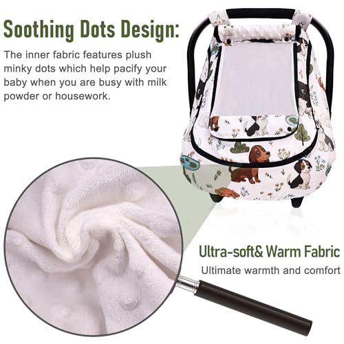 Image of Waterproof Baby Car Seat Cover,YVMVDV Patented Cold Weather Carseat Cover for Babies,Infant Car Seat Cover Canopy for Boy Girls, Keeps Babies Warm and Cozy (Cute Dog)