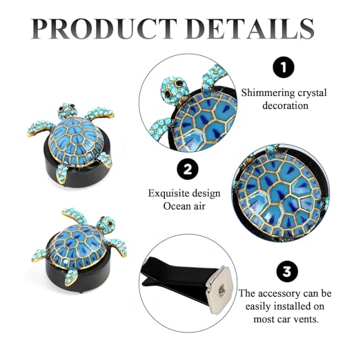 Image of 2 Pack Sea Turtle Car Air Vent Clips, Cute Car Decor | Beachy coastal turtle vent decorations for car interior accessories, gifts for women, car enthusiasts, and nature lovers