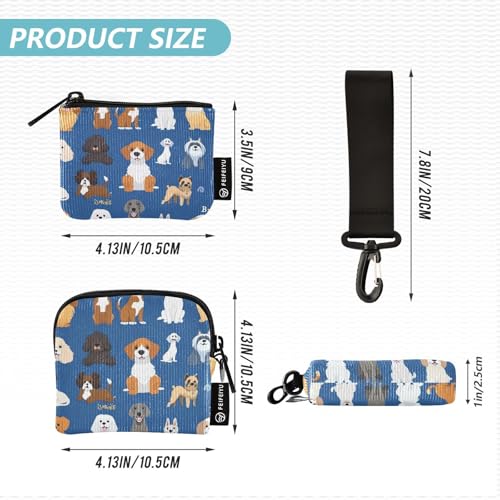 Cute Dog Compilation Women's Wallets Card Cases Thin Flat Zipper Purse Wallet with Zipper Coin Pocket for Men Women 2 Pcs4