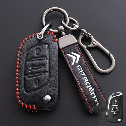 LyTTuu 1 Pieces Voiture Coque Clé pour DS Spirit DS3 DS4 DS4S DS5 DS 5LS DS7 Boitier Clef Key Case Couvercle ÉTui Housse Protection Conteneur Shell Protecteur Pochette,Black-C