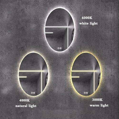 Miroir salle de bain LED haut de gamme 60x80cm rétroéclairé ovale