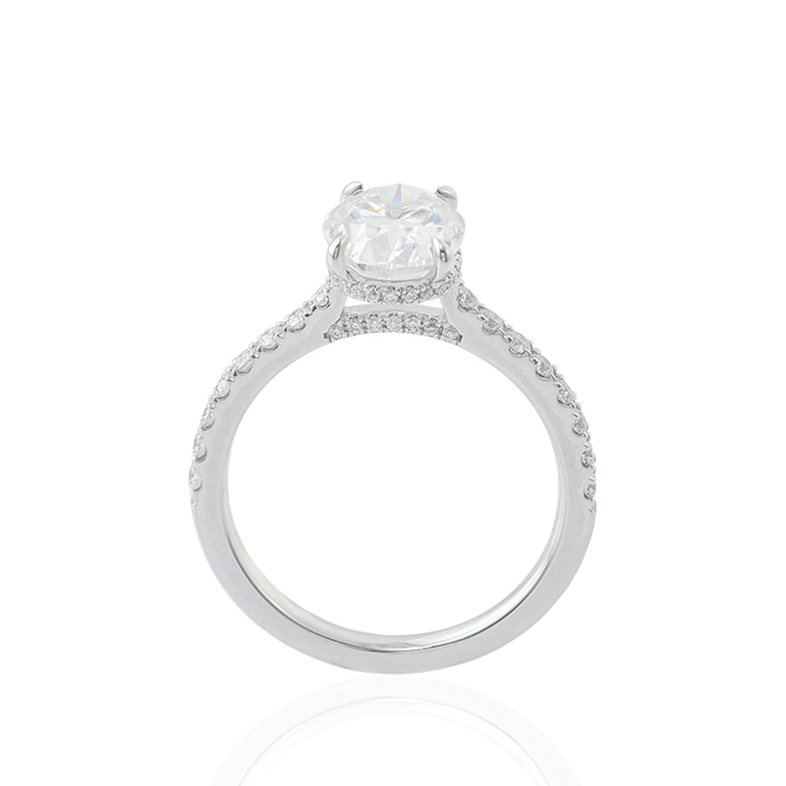 Anillo de boda de oro blanco de 18 quilates para mujer, 1/2/3 quilates, corte ovalado, blanco, moissanita, anillos de compromiso, anillo de compromiso para mujer