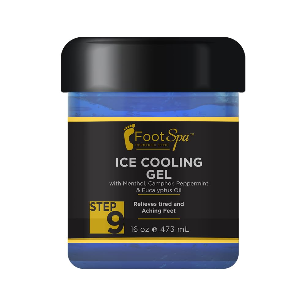 Foot Spa -16 oz Cooling Gel - Mint, Eucalyptus, Menthol, Peppermint Extract - Refreshing Pedicure Relief