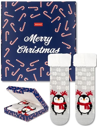 soxo Kuschelsocken Weihnachten Damen Socken Lustige Geschenke Für Frauen Weihnachtssocken 35-40 Pinguin