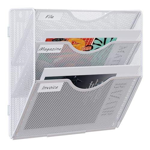 Portadocumenti Da Parete EasyPAG - 3 Ripiani In Metallo E Legno Per A4, Ideale Per Ufficio O Casa - Foto 4