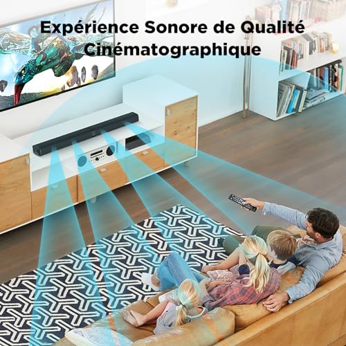 GarageRock Barre de Son pour téléviseurs, Barre de Son 2 en 1 Divisible avec réglage Automatique du Volume, Haut-parleurs stéréo pour téléviseur avec 3 Modes d'égalisation, Bluetooth 5.3, Arc/Opt/AUX – Image 5