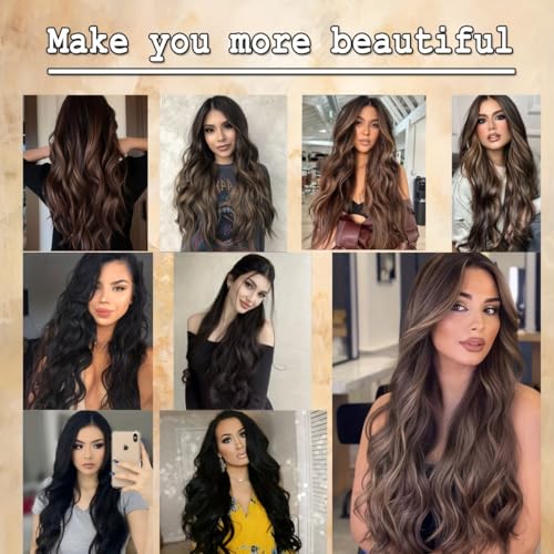 Image of Set of 1 Synthetic Curly Wavy 24Inchs 5ClipsBased Lightweight Synthetic Hair extension for Women (Natural Brown)