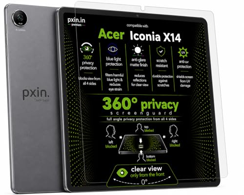 Image of Pxin 360 Pro Privacy Screen guard compatible with Acer Iconia X14 | Anti Glare | Anti UV | Anti Blue | Anti Reflection | Privacy Filter | Unbreakable Build