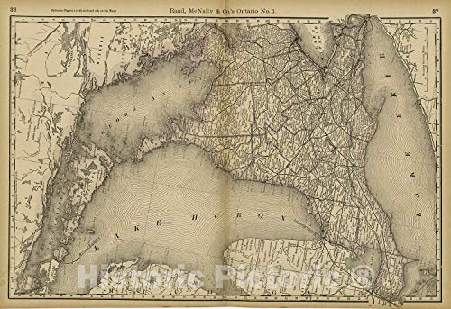 Historic 1878 Wall Map - Rand McNally & Co's Business Atlas - Rand, McNally & Co.'s Ontario No. 1-64in x 44in