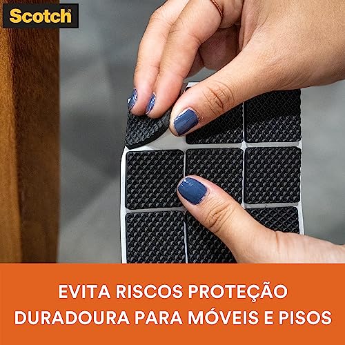 Scotch, 3M, Protetor Antideslizante, Quadrado, Preto, Extra Grande, 4 unidades
