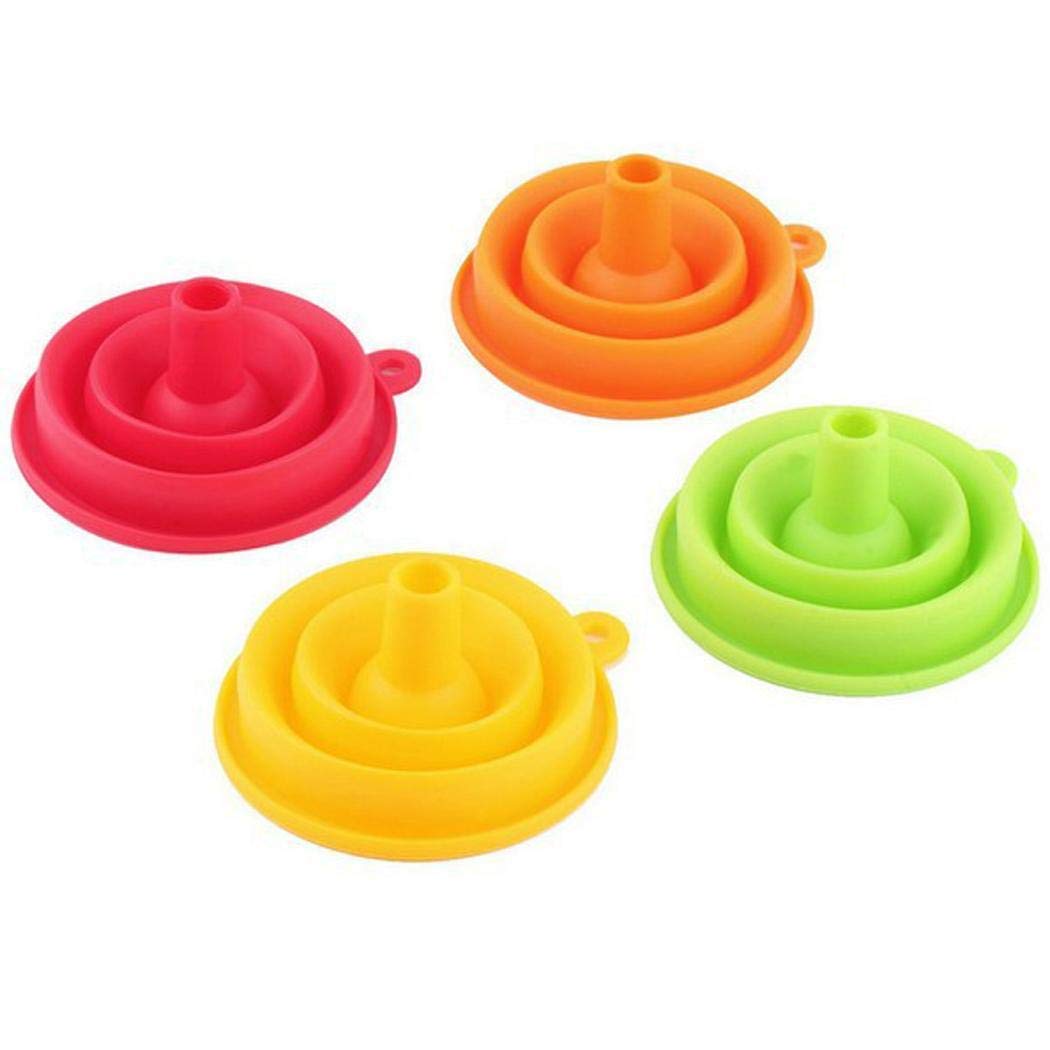 ATETO Collapsible Silicone Funnel | Pouring Oil, Sauce, Water, Juice, Small Food-Grains 2pcs (Multi Color)