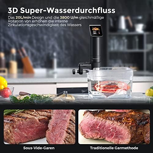 Bild 2 - KitchenBoss Sous Vide Garer Stick WLAN: G330 Wifi Präzisionskocher Präziser Temperatureinstellung bis 90°C IPX7 Wasserdicht TFT Touch-Display Immersion Tauchzikulator 360° Zirkulation mit Timer