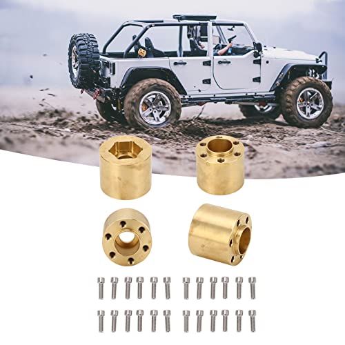 Rankomu 4 szt. mosiężny adapter do piasty sześciokątnej, poszerzony adapter do gąsienicy 1/10 RC, kompatybilny z kołami VP 4.8 cm i 5.6 cm, grubość 18,4 mm, piasta sześciokątna 12 mm