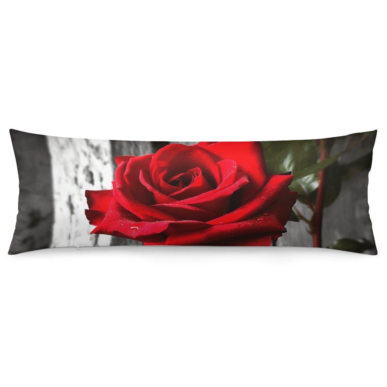 2 Pack Pillow Cases for Hair and Skin, Soft Breathable Pillow Case Covers with Hidden Zipper, Blooming Red Rose Pillowcase 20"x54" Pillow Covers for Sleeping Gift