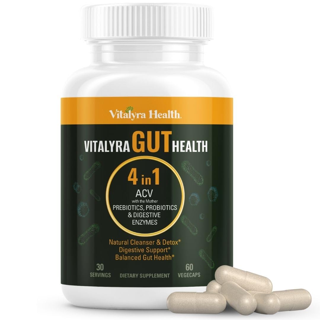 Vitalyra Gut Health 4-in-1 - ACV, Probiotics, Prebiotics & Enzymes 60 Count (Pack of 1)