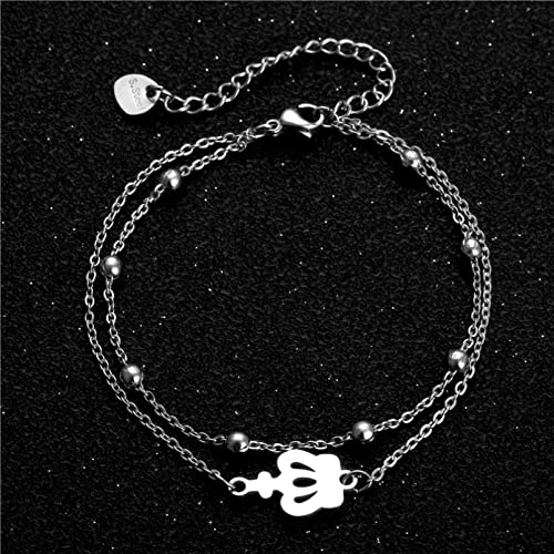 Preisvergleich Produktbild WDBUN Armband Schmuck Kalter Wind gestapeltes Armband Edelstahlarmband weibliche Persönlichkeit Hip-Hop-Stacking-Gezeiten Doppelkronen-Handschmuck Weihnachten Geburtstag Geschenk