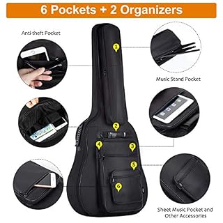 CAHAYA Housse de Guitare Gig Bag 6 Poches Avant étanches avec Pochette pour pupitre 8mm rembourré pour 40 41 Guitares… - Les Beatles, Paul McCartney, John Lennon, RIngo Starr, George Harrison CAHAYA Housse de Guitare Gig Bag 6 Poches Avant étanches avec Pochette pour pupitre 8mm rembourré pour 40 41 Guitares… – Image 2