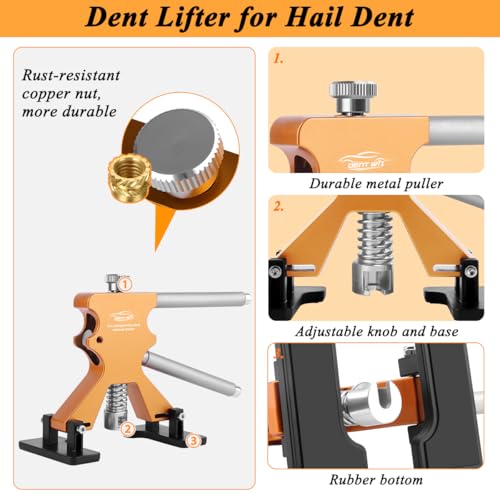 Image of Paintless Dent Repair Kit with Enhanced Glue Tabs,Car Dent Removal Tool Set for Hail Damage, Door Dings, Body Dents - Includes PDR Hammer,100W Hot Glue Gun, Suction Cup & Repair Accessories