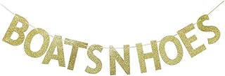 Gold Glitter Boats N Hoes Banner, Bridal Shower/Engagement/Bachelorette/Wedding/Baby Shower Party Supplies