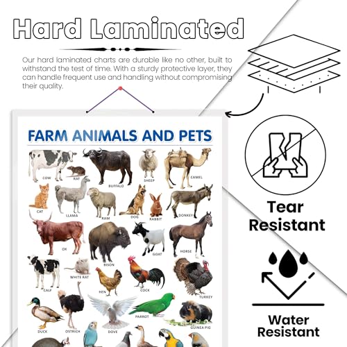 Image of FARM ANIMALS AND PETS CHART HARD LAMINATED | Animal Adventure Awaits: High-Quality Laminated Educational Guide