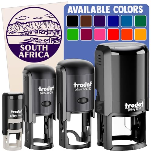 South Africa Table Mountain Country Destination Travel Landmark Self-Inking Rubber Stamp for Stamping Ink Stamper Crafting Planners - 3/4 Inch Small - Green Ink