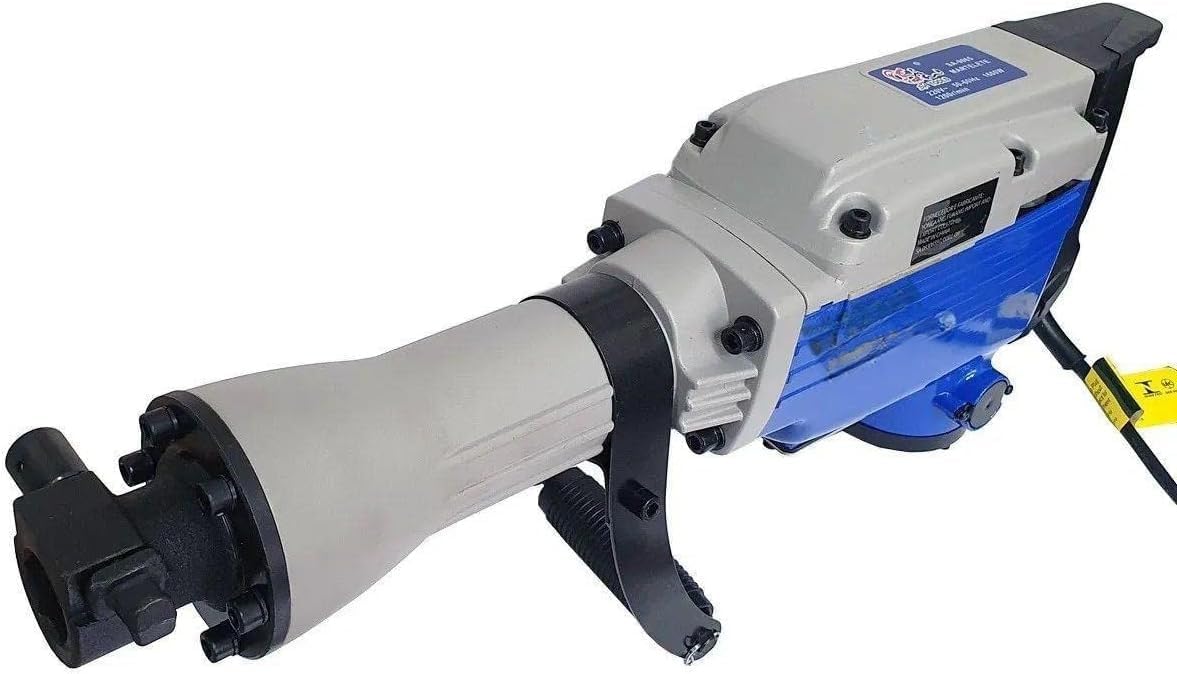Professional Electric Demolition Hammer Drill, 1600W Corded Power Tool with 1400 RPM, 35J Impact Force, Blue and Gray, Carrying Case and Bits Included