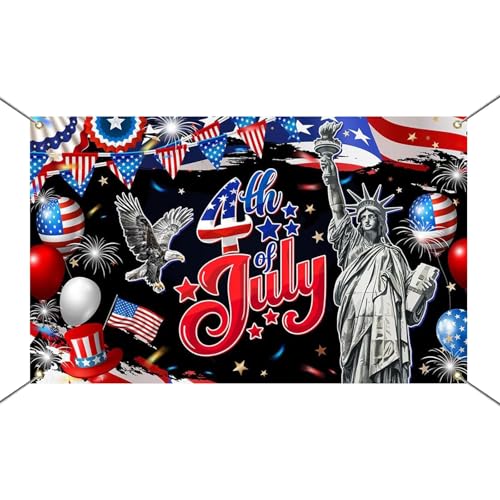Image of Mocsicka 4th of July Banner - America 250 Anniversary Patriotic Independence Day Decorations, Flag Day Yard Sign Patriotic Memorial National Party Decoration Photo Studio