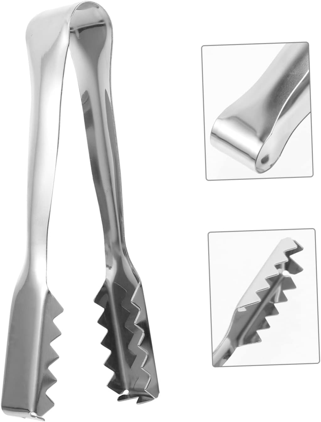 Zerodeko Stainless Steel Ice Cube Clamps 2 Pcs Serrated Tongs Mini Charcuterie Serving Utensils Ice Ball Tongs