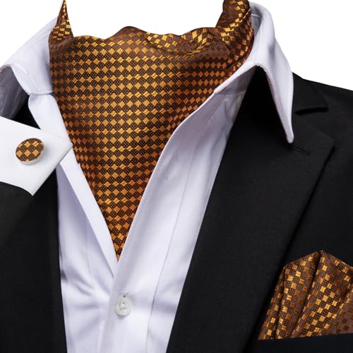Image of Dubulle Paisley Floral Ascot for Men Self Tie Mens Cravat and Pocket Square Cufflinks Wedding