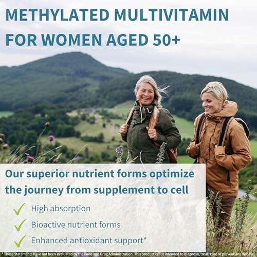 Image of Igennus Methylated Multivitamin for Women 50+, Calcium & Magnesium for Bone Support, Sustained Release & Active B-Vitamins, Iron-Free Formula, Antioxidant Support, Clean Label, 60 Tablets