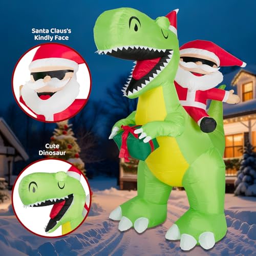 Aufblasbarer Weihnachtsmann auf Dinosaurier – Bild 4