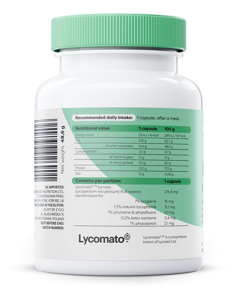 Osavi Lycopene 15 mg Lycomato6™ – 60 Softgels | Patentierter Tomatenextrakt mit 6 Phytonährstoffen | Lycopin, Tocopherole, Phytosterole, Beta-Carotin, Phytoen und Phytofluen | Clean Label