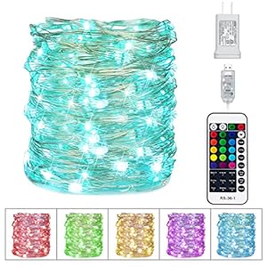 Color Changing Fairy String Lights – 33 ft 100 LED USB Silver Wire Lights with Remote and Timer, Starry Fairy Lights for…
