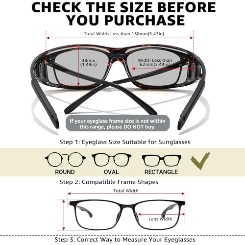 Image of LVIOE Polarized Photochromic Sunglasses Women Men, Fit Over Sun Glasses with UV Protection for Driving Traveling
