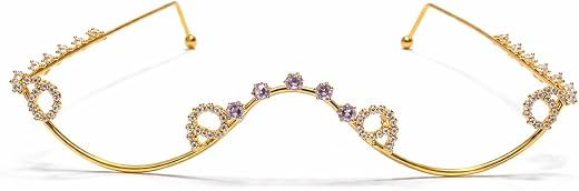 GC PREMIUM JEWELLERY CZ Stone Facelets Gold Plated Floral Curve Crystal Design Adjustable Lightweight Forehead Chain Elega...