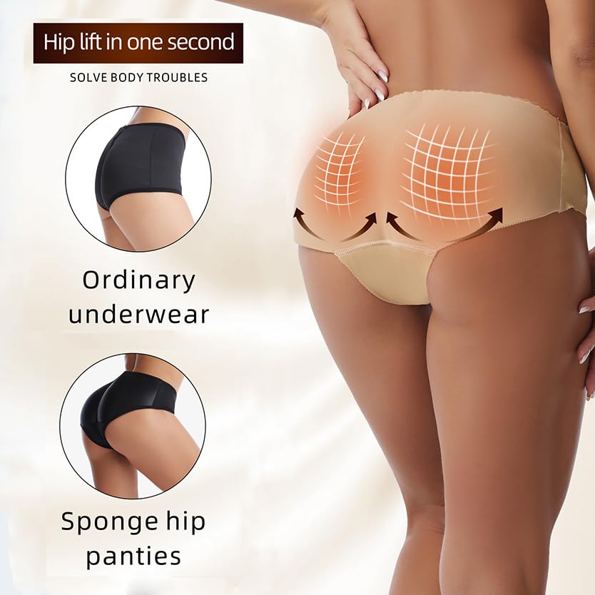 Image of Women's 2pcs Butt Lifter Padded Panties High Waisted Hip Enhancer Shapewear Seamless Control Boy Shorts