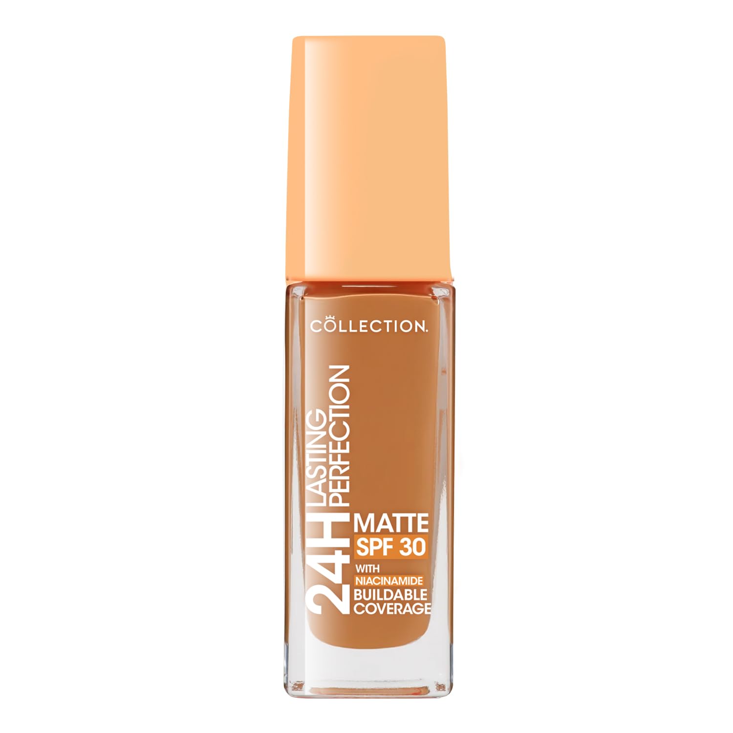 Collection Cosmetics Lasting Perfection Matte Foundation, Full Coverage, Anti-Ageing Effect, 24 Hour Wear, SPF 30, Contains Niacinamide, 27ml, Caramel Cool
