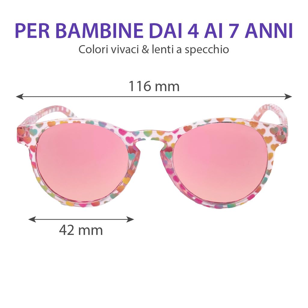 Kiddus Occhiali da Sole Bambina 4–7 Anni Polarizzati UV400 CAT3, Montatura TR90 Flessibile e Leggera, con Cordino Regolabile, Senza BPA, Protezione 100% UVA UVB, Certificati CE