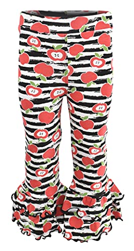 Image of Unique Baby 2 Piece Girls Back to School Vibes Outfit Double Ruffle Leggings Short Sleeve Shirt Clothes Set Kid Toddler Girl