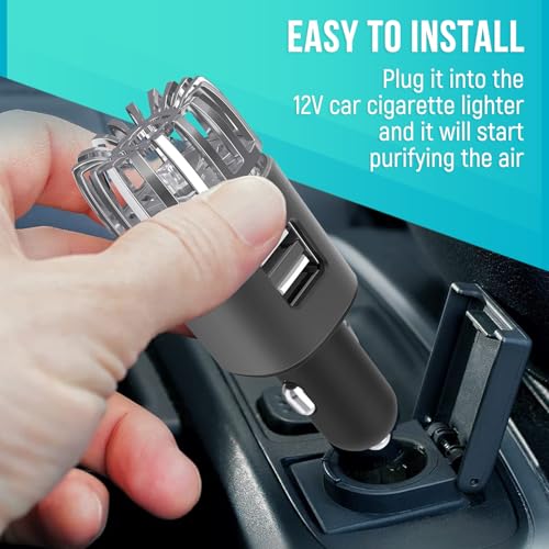 Car Air Purifier Ionizer, 12V Plug-in Car Air Freshener with Dual Fast Charge USB Car Charger, Release 5.6 Million Anion, Removes Dust, Cigarette Smoke, Bad Odors, Black - Image 8