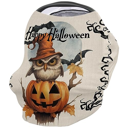 Nursing Cover for Breastfeeding Scarf, Halloween Branch Pumpkin Baby Car Covers Super Soft Multi Use for Canopy Shopping Cart Cover Blanket Stroller Cover