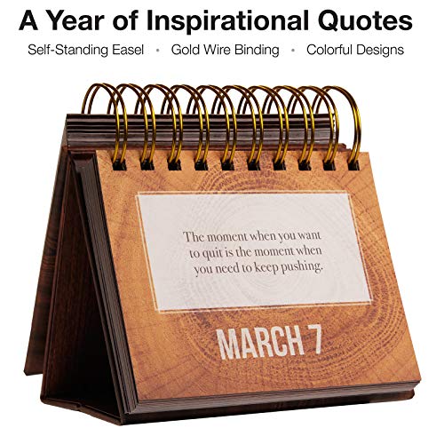 Motivational & Inspirational Perpetual Daily Flip Calendar With Self-Standing Easel (Woodgrain) #TOP1