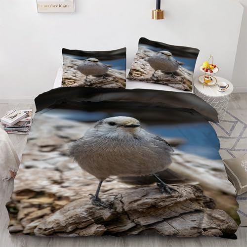 Housse couette en microfibre douce 200x200 avec zip motif oiseau mésange - 2