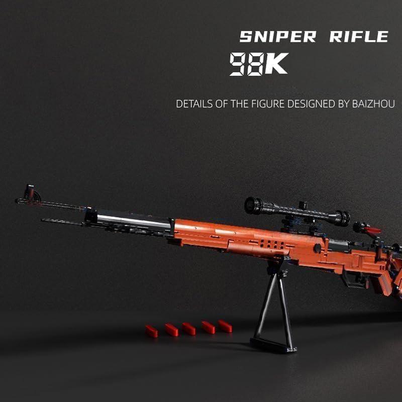 Technik Arme Jeu de Construction, Militaire Maquette de Fusil de Précision 98K Gun, 653+Pièces Blocs de Construction Compatible avec Les Grandes Marques