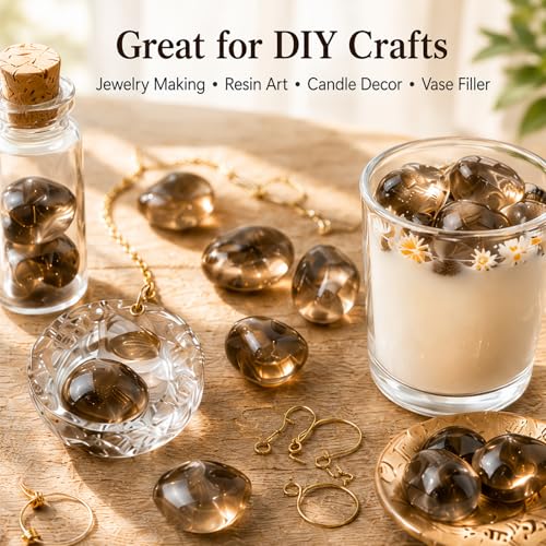 Image of Polished Stone Set Smoky Quartz Crystals, Handpicked Tumbled Gemstones Rocks, Pebbles for Reiki, Chakra, Healing, Home Decor 0.6 inch Inches 7 Ounces