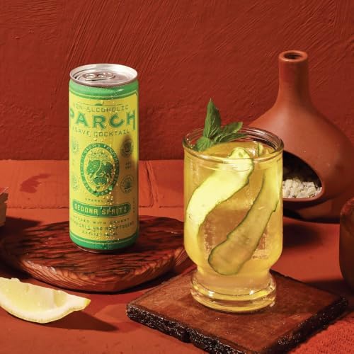 Image of PARCH Sedona Spritz Non Alcoholic Cocktails (8.4 oz, 8-Pack) - Cucumber & Aloe Mocktails with Adaptogens - Plant Based, Vegan, Functional and Gluten-Free Non Alcoholic Spirits with Agave, Hibiscus, & Lime